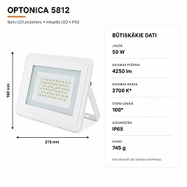 LED floodlight 50W 4250lm 2700K white IP65 (Optonica 5812)