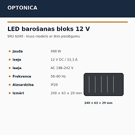 LED power supply 12V 400W 33.3A IP20 (Optonica 6240)
