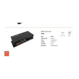 DMX512 decoder 12A DC12–24V IP20 (Optonica 6308)