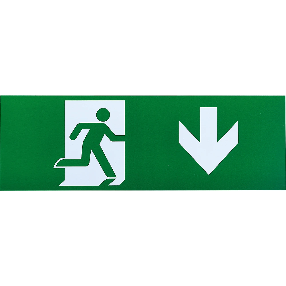 Down-arrow evacuation sticker for emergency light 7201 (Optonica 7212)
