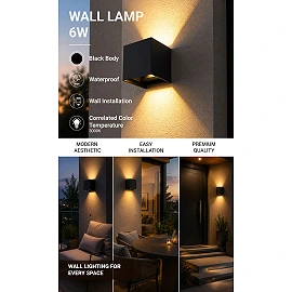 LED āra sienas gaismeklis 6W, 660lm, 3000K, IP54, melns (Optonica 7452)