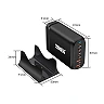 200W USB charger with EU plug, 4x USB-C + 2x USB-A, black (Optonica)