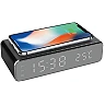 Wireless charger clock with thermometer, USB and alarm, black (Optonica)