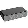 Wireless charger clock with thermometer, USB and alarm, black (Optonica)