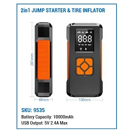 2-in-1 car jump starter and tire inflator 12V 37Wh 150 PSI dark grey (Optonica)