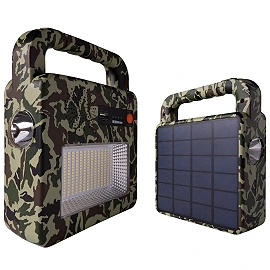 Portable solar speaker lamp, Bluetooth, 3.5 W, 380/130 lm, IP44, camouflage (Optonica)