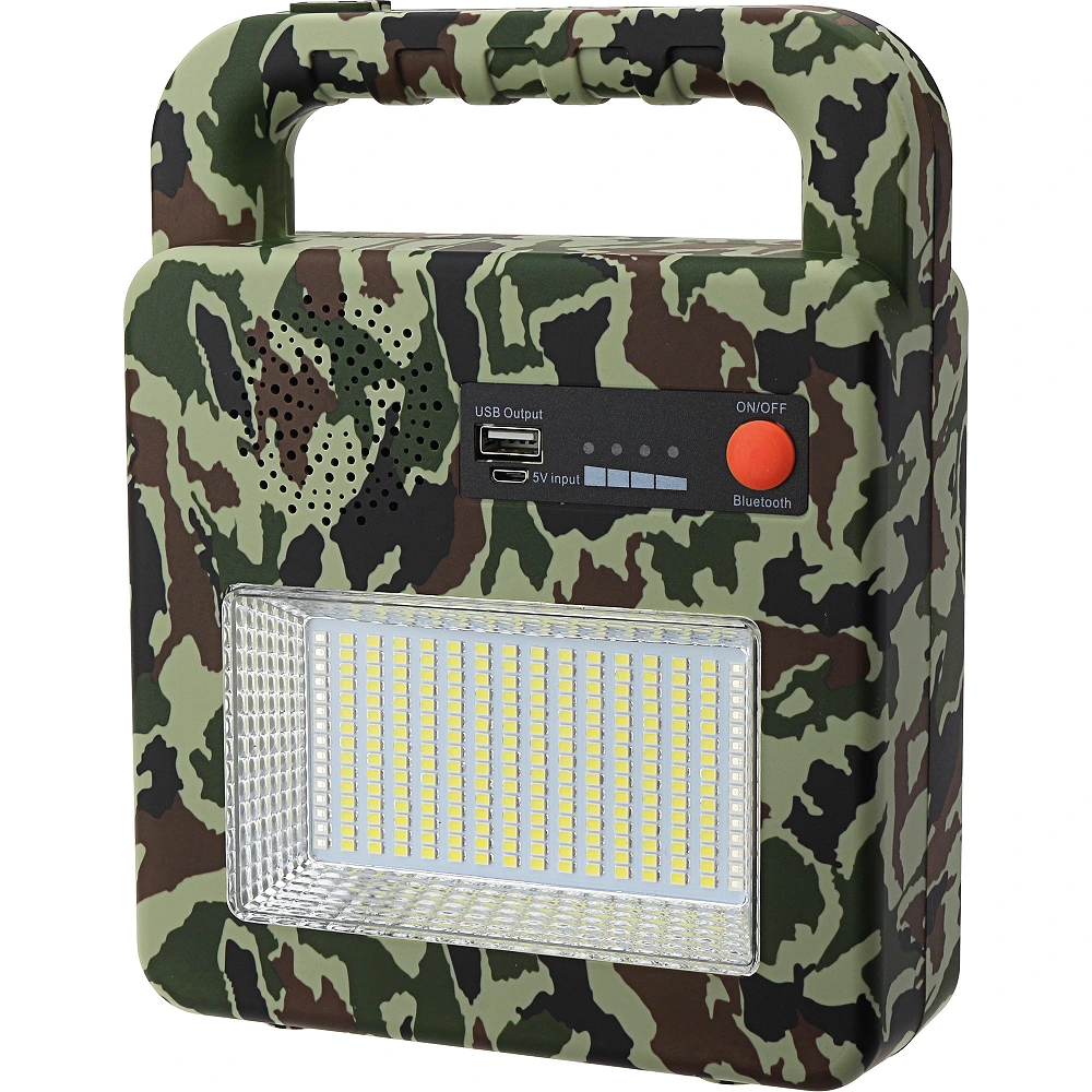 Portable solar speaker lamp, Bluetooth, 3.5 W, 380/130 lm, IP44, camouflage (Optonica)