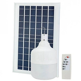Portable solar LED bulb with panel, 8 W, 650 lm, 6000K, 5 m cable, white (Optonica)