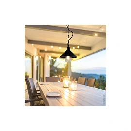 Outdoor pendant lamp E27 IP44 black aluminium/glass (OPTONICA)