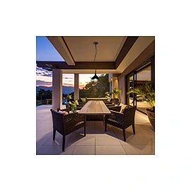 Outdoor pendant lamp E27 IP44 black aluminium/glass (OPTONICA)