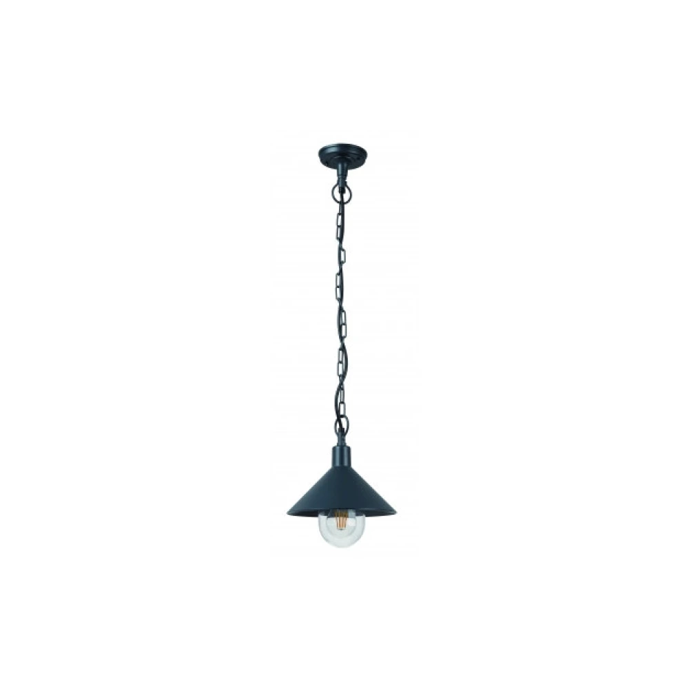 Outdoor pendant lamp E27 IP44 black aluminium/glass (OPTONICA)