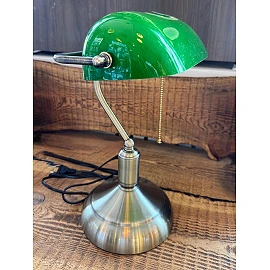 Banker Big — Table lamp 1× E27, green shade & bronze base (Optonica)