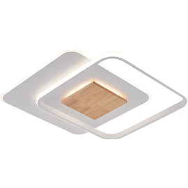 LED ceiling lamp CCT 60W, white+wood, dimmable, with remote (Optonica)