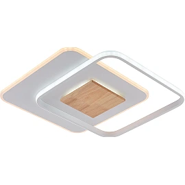 LED ceiling lamp CCT 60W, white+wood, dimmable, with remote (Optonica)