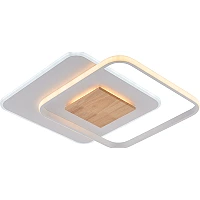 LED ceiling lamp CCT 60W, white+wood, dimmable, with remote (Optonica)