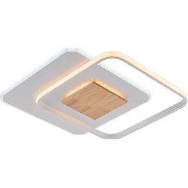 LED ceiling lamp CCT 60W, white+wood, dimmable, with remote (Optonica)