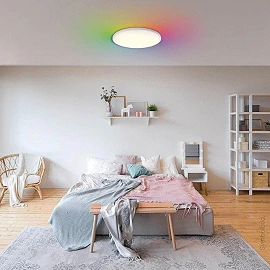 LED ceiling light, white body, CCT+RGB, 32W, 2560 lm, 120° – dimmable (Optonica)