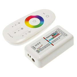 RGBW mini touch LED strip controller, 12–24V DC, 6A, with remote, white (OPTONICA)