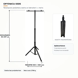Teleskopisks prožektoru statīvs ar šķērsstieni, melns, 64–157 cm (Optonica 6686)