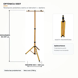 Telescopic floodlight tripod with crossbar, yellow, 64–157 cm (Optonica 6687)