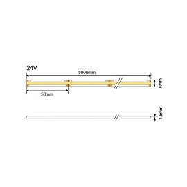 COB LED strip 24V 10W/m 900lm/m 3000K IP20, 1 m (Optonica 4943)
