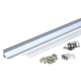 Aluminium corner profile for LED strip 12 mm, 2 m, 15.8 × 15.8 mm, gray/white (OPTONICA)