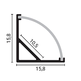 Aluminium corner profile for LED strip 12 mm, 2 m, 15.8 × 15.8 mm, gray/white (OPTONICA)