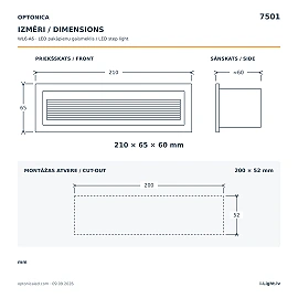 LED step light 6W, 480lm, 3000K, IP65, black (Optonica 7501)