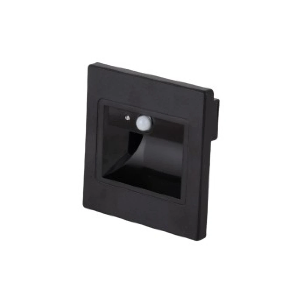 LED step light 1W, 80lm, 3000K, IP20, black with PIR sensor (Optonica 7555)