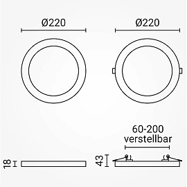 LED Multi-Fit downlight 10/15/18W CCT 220mm IP20 white (Optonica)