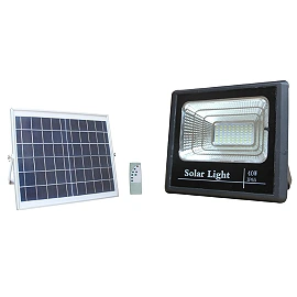 16W, 1200Lm, LED Solar Powered Floodlight + Solar Panel