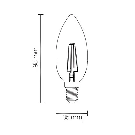 4W Optonica FILAMENT E14 LED candle shaped bulb, 400 lm, WW - SP1472