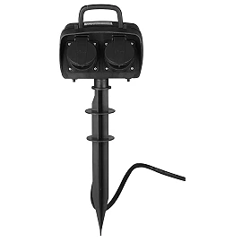 Garden power strip with 2 sockets, 1.5 m cable, 230V 16A, max. 3680W, IP44, black (Optonica)
