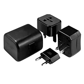 World travel adapter, all standards, black (Optonica)