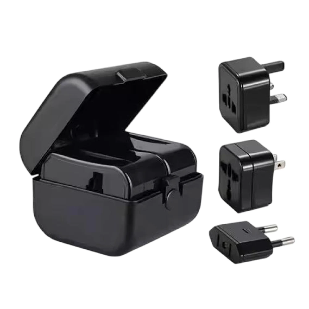 World travel adapter, all standards, black (Optonica)