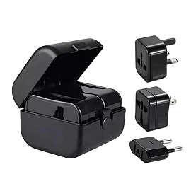 World travel adapter, all standards, black (Optonica)