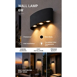 Optonica 7409 LED outdoor wall light, 6 W, 3000 K, IP65, black