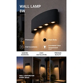 Optonica 7411 outdoor LED wall light, 8 W, 3000 K, IP65, black