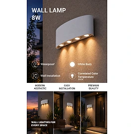 Optonica 7412 outdoor LED wall light, 8 W, 3000 K, IP65, white