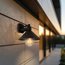 Āra sienas lampa E27, IP44, melna — Optonica 7565