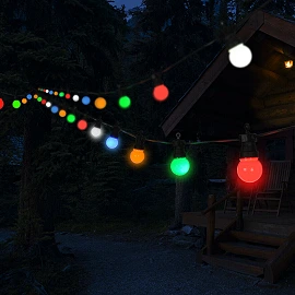 Outdoor string, 13m long with 20x color light bulbs included