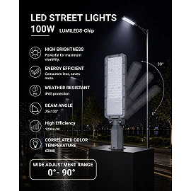 LED ielu gaismeklis 100W, 12000lm, 6000K, IP65, pelēks (Optonica 9244)