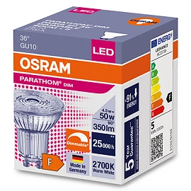 Dimmable 4.5W GU10 LED spot 927 (50W) 2700K 350lm 36° - OSRAM - 4058075608337