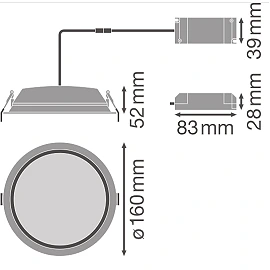 14W, LED downlight, 1190 lm, IP44, LEDVANCE 