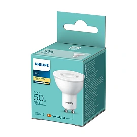 GU10 LED bulb, 4.7W, 380lm, 2700K, 36°, non-dimmable (Philips)
