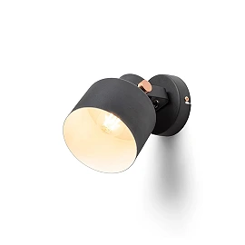 CELEIA adjustable wall/ceiling spotlight, black/brushed copper, 1×E27, 11W (Rendl)