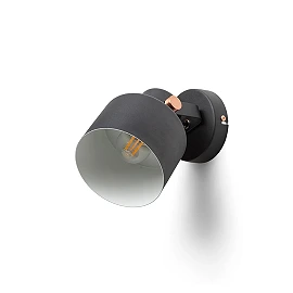CELEIA adjustable wall/ceiling spotlight, black/brushed copper, 1×E27, 11W (Rendl)
