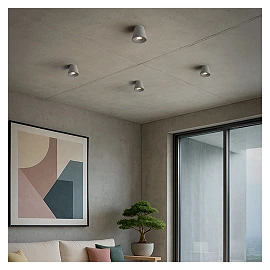 VOLCA concrete surface-mounted ceiling light, dark granite, 1×GU10, 5W (Rendl)