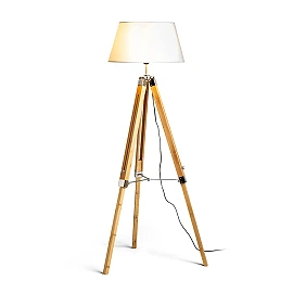 ALVIS/AMBITUS 46 floor lamp cream white bamboo/chrome, E27 15W (Rendl)