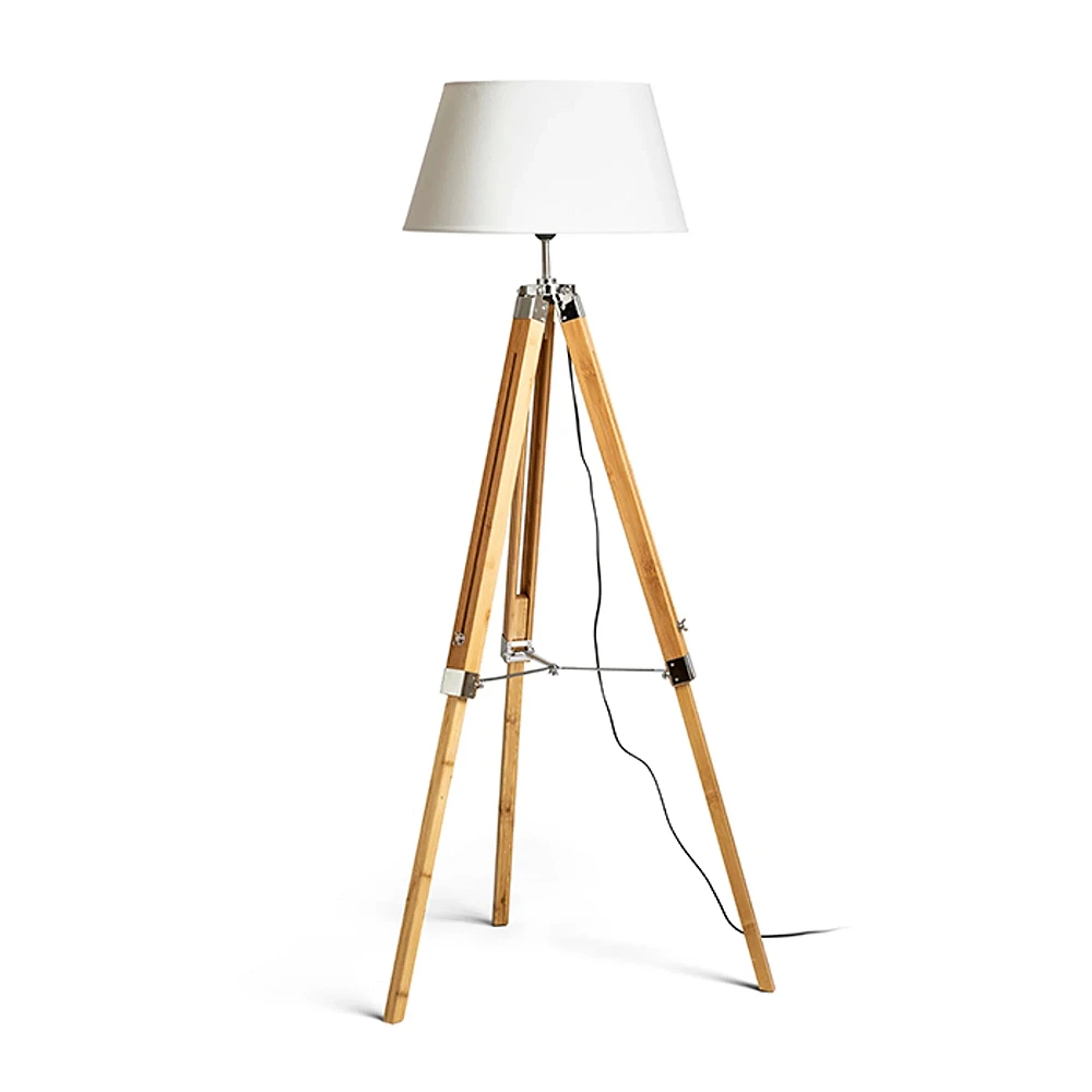 ALVIS/AMBITUS 46 floor lamp cream white bamboo/chrome, E27 15W (Rendl)